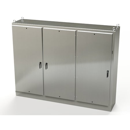 Saginaw Control & Engineering 3 Point Latch with Coinproof/Padlock Handle Electrical Enclosures, 90 in H, 24 in D, 117-1/2 in W SCE-90XM3EW24SS